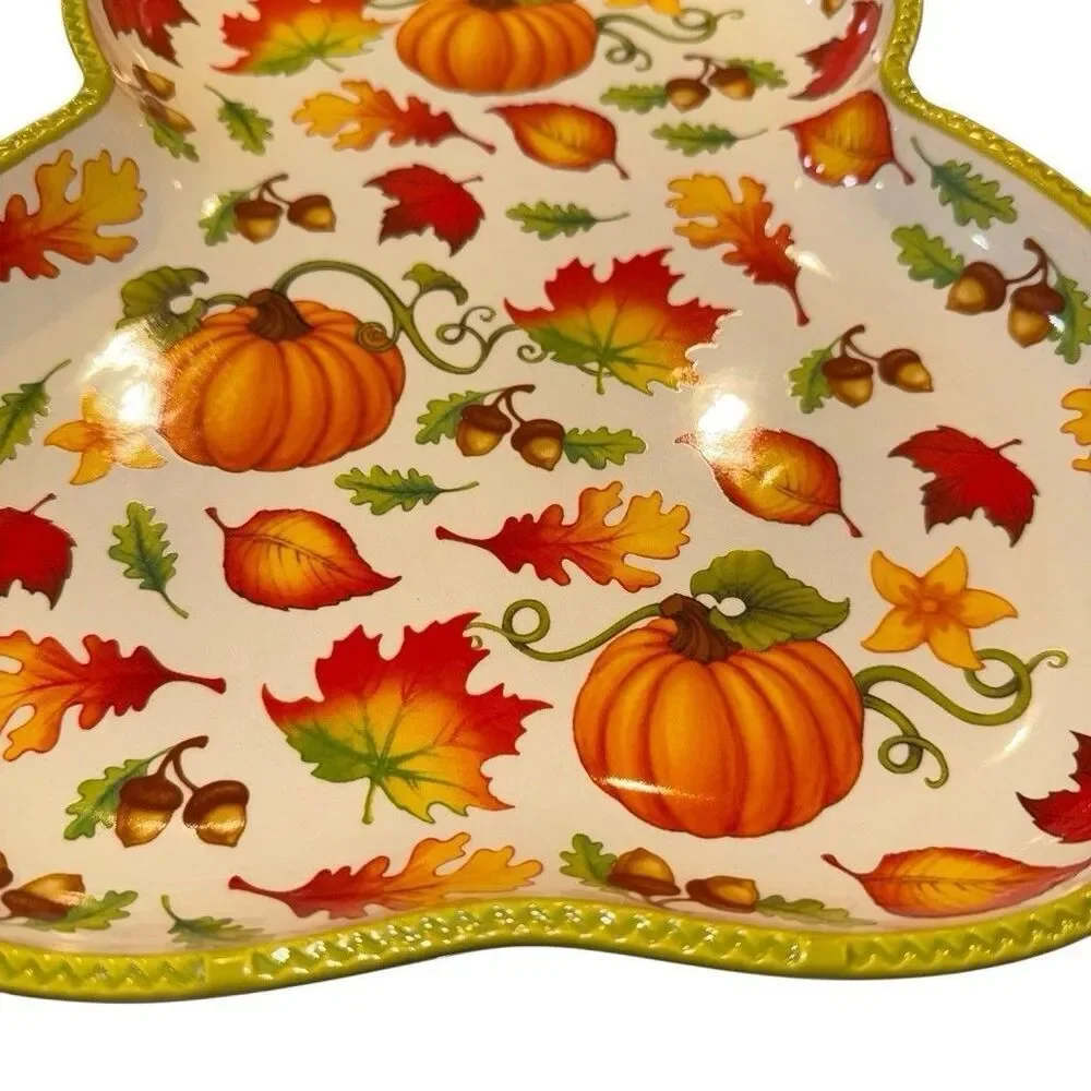 Temptations Fall Tray Platter Pumpkins Acorns Leaves PPP - LD - 206916